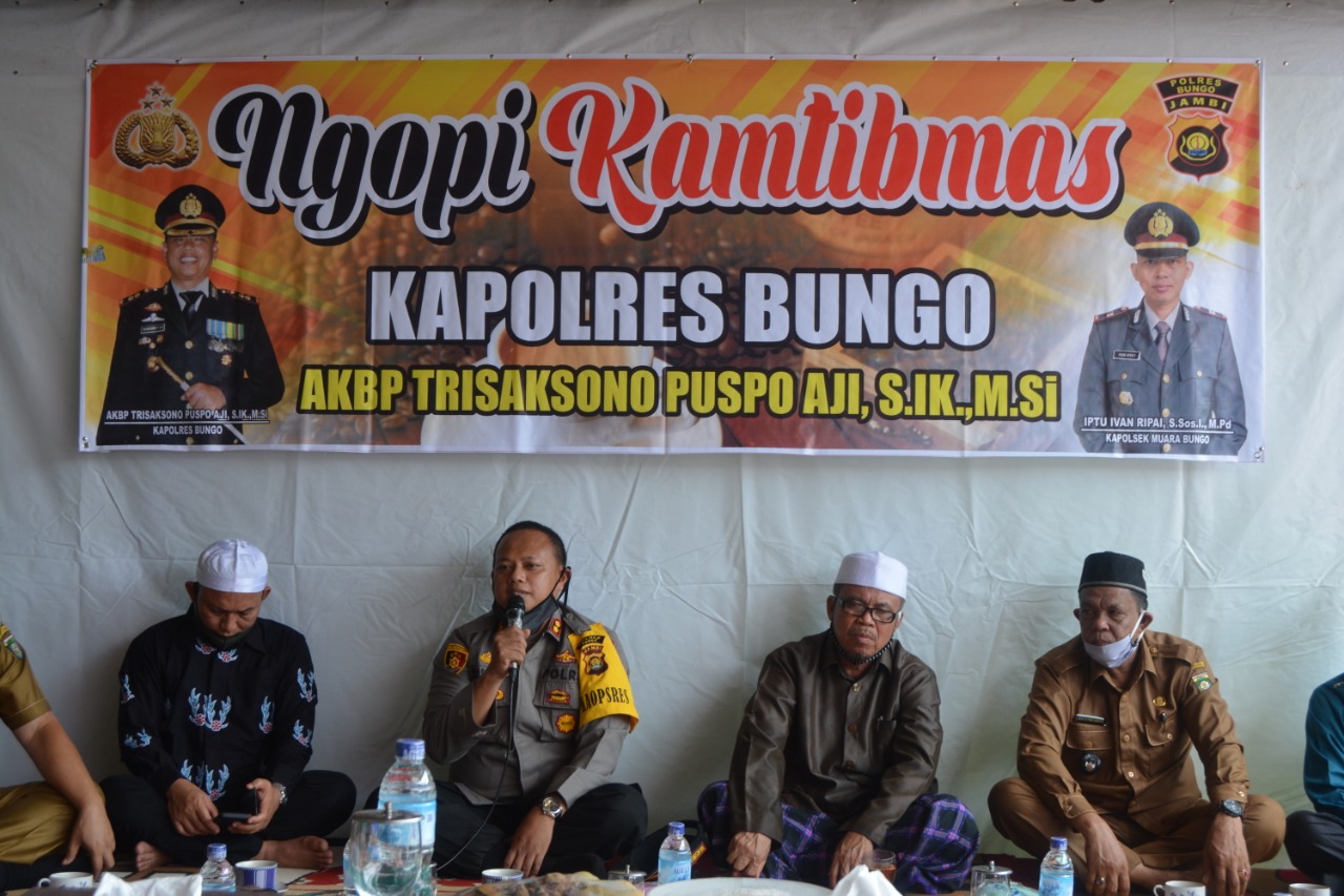 Kapolres Bungo Ngopi Kamtibmas Bersama Tokoh Masyarakat
