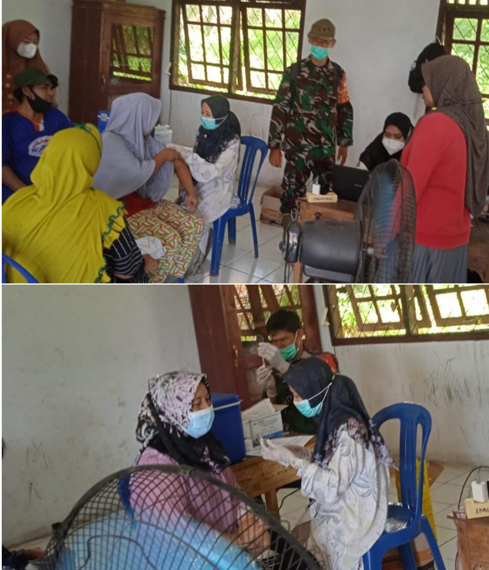 foto serma tartonadi bantu vaksinasi warga