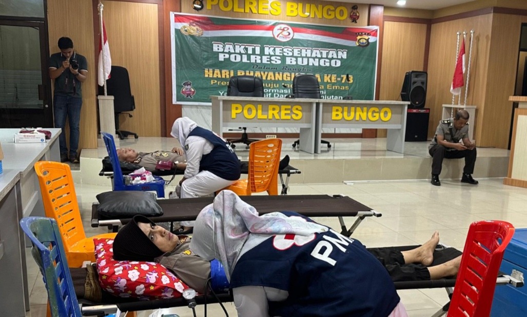 Jelang HUT Bhayangkara Ke-78 Tahun 2024, Polres Bungo Gelar Donor Darah