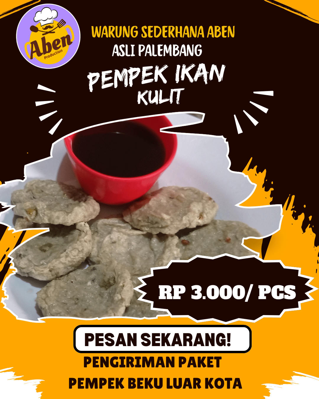 Warung Pempek ABEN "Wong Palembang Asli" Gratis Biaya Pengiriman ke Padang,Lampung dan Jakarta 3 Kuning Putih Minimalis Promosi Makanan Pempek Konten Instagram 20251117 103301 0000