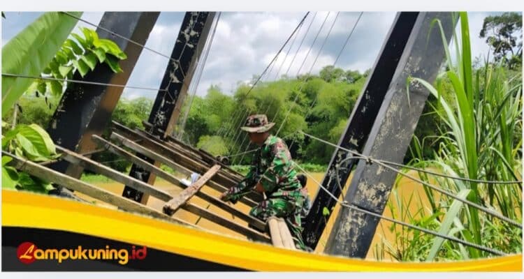 Kodim0416-bungotebo Bangkit dari Terjangan Banjir, Jembatan Rantau Duku Kembali Menghubungkan Asa