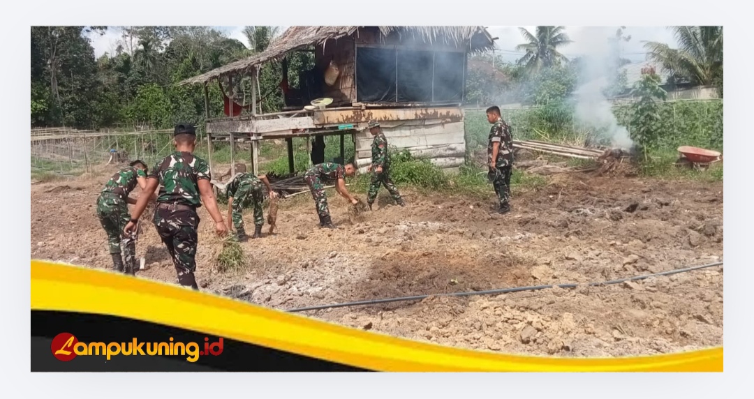 Lahan Ketahanan Pangan Desa Tanjung Agung, Terus Dikebut Oleh Personel Satgas TMMD Ke-129 Kodim 0416/Bute