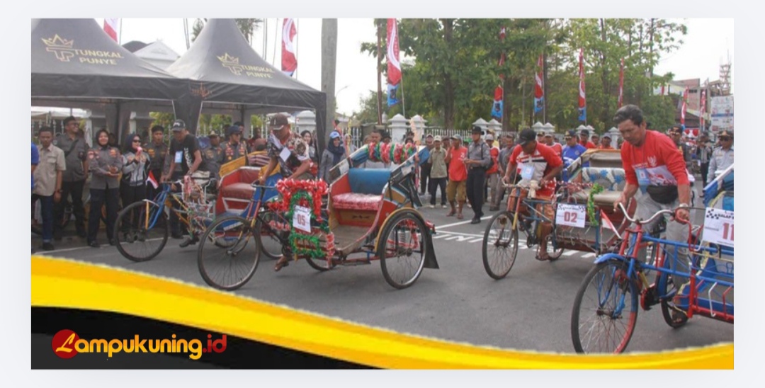 Tradisi Balap Becak Hias Hidupkan Semangat Kemerdekaan dan Warisan Budaya Tanjab Barat.