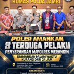 Gerak Cepat Polda Jambi, 8 Terduga Pelaku Penyerangan dan Penembakan Mako Polres Merangin Diamankan